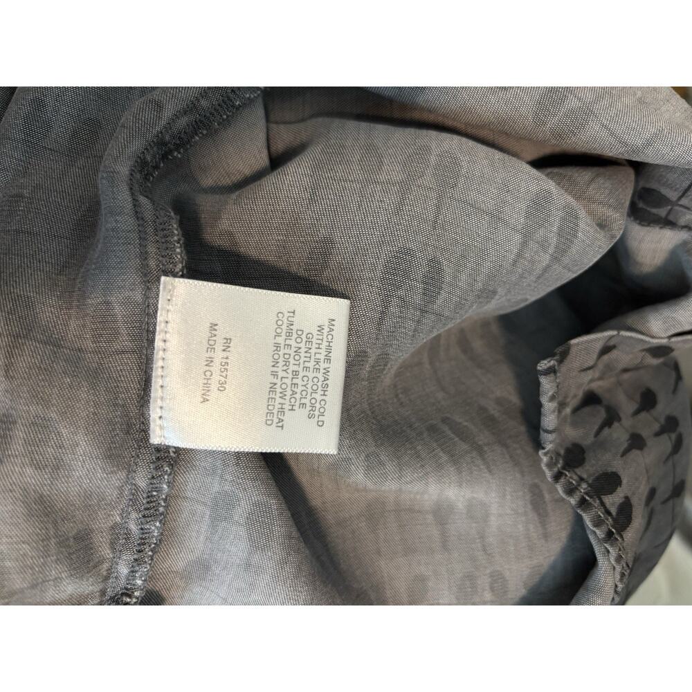 Jane + Delancey Lyocell Bird Print Long Sleeve Roll Tab Button-Up Shirt Top L - Picture 4 of 5